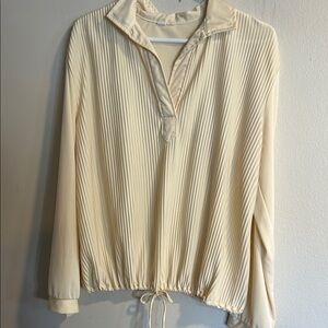 Vintage Cream Pleated Women's Top